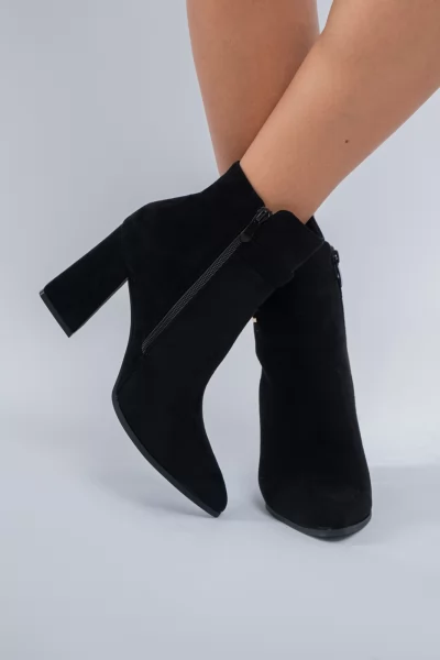 Ankle Boot Suede Buckle Black