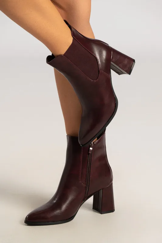 Μποτάκι Δερματίνη Χοντρό Τακούνι