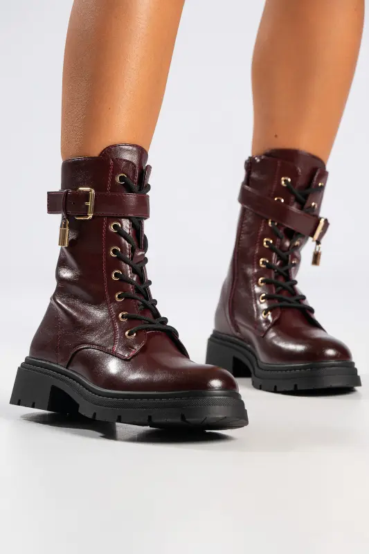 Ankle Boot Leatherette Gold Details