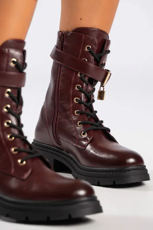 Ankle Boot Leatherette Gold Details
