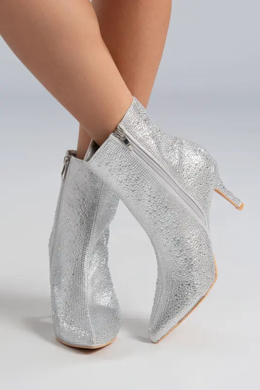 Ankle Boot High Heel Rhinstones