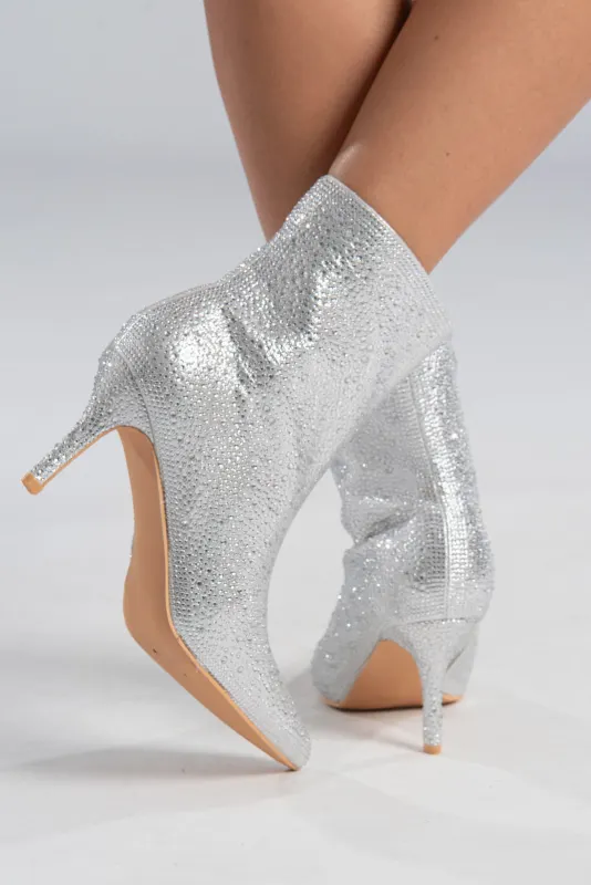 Ankle Boot High Heel Rhinstones