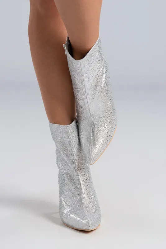 Ankle Boot High Heel Rhinstones