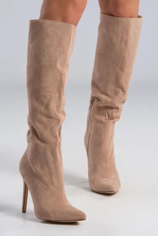 Μπότες High Heel Κάλτσα Σουέτ