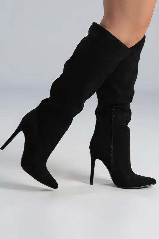 Μπότες High Heel Κάλτσα Σουέτ