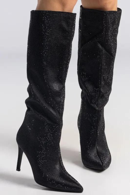 High Heel Boots Rhinestones