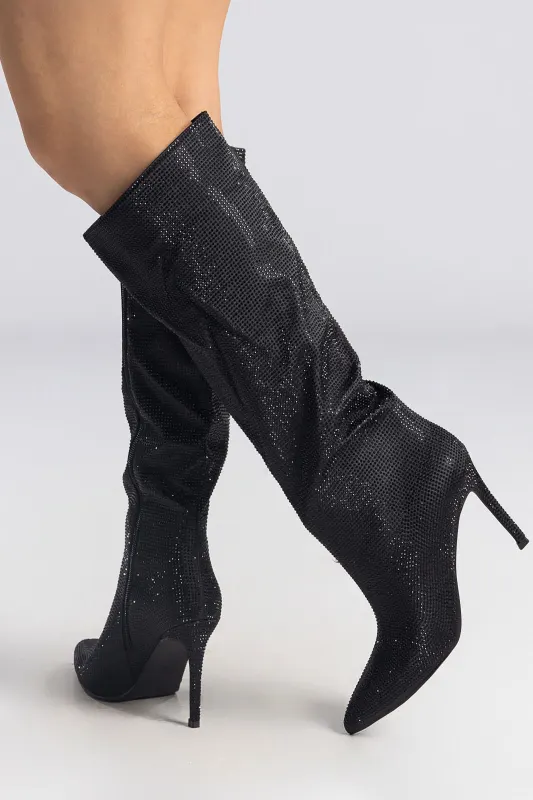 High Heel Boots Rhinestones