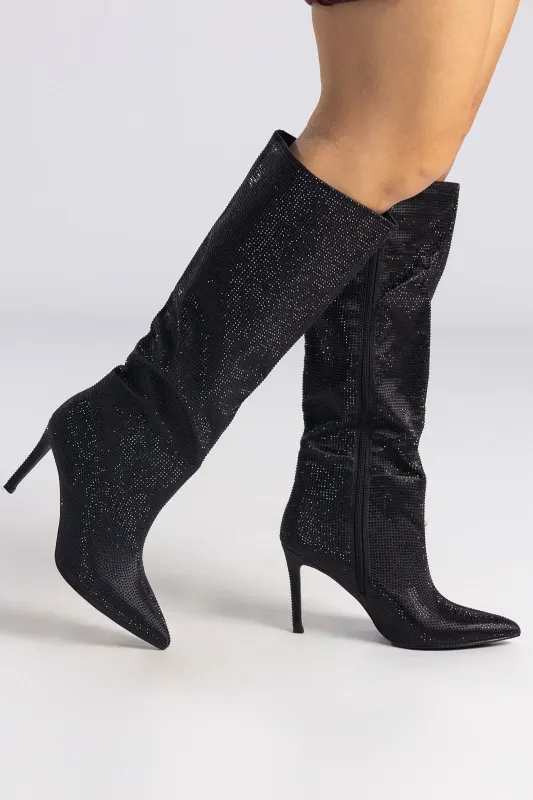 High Heel Boots Rhinestones