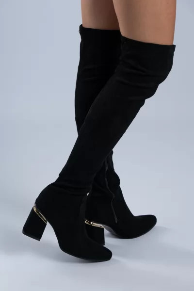 Μπότες Overknee Σουέτ Μαύρες