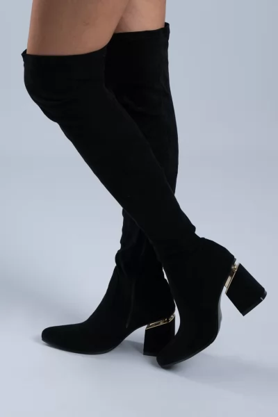 Μπότες Overknee Σουέτ Μαύρες