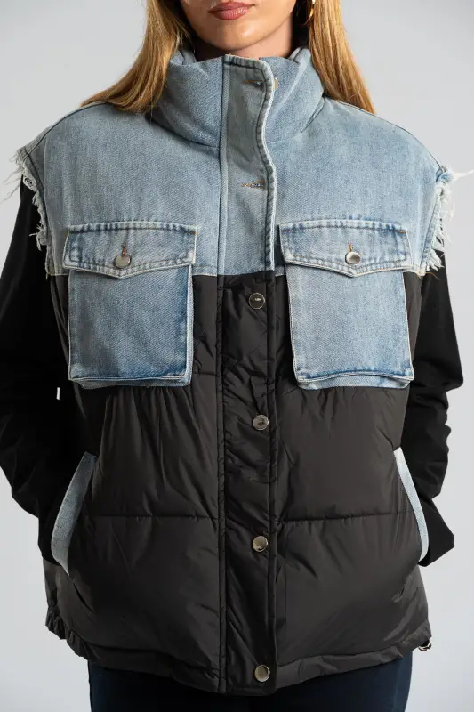 Jacket Sleeveless Puffer Jeans Details 