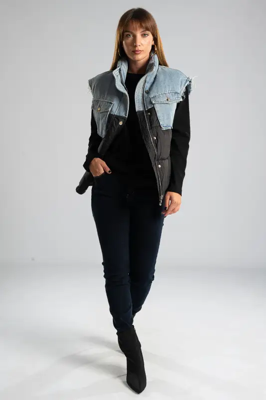 Jacket Sleeveless Puffer Jeans Details 