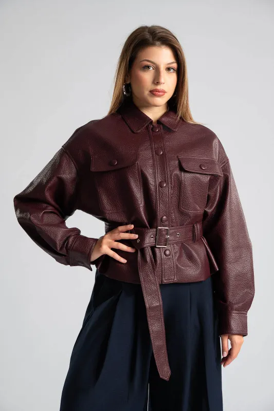 Leatherette Jacket Biker Buttons