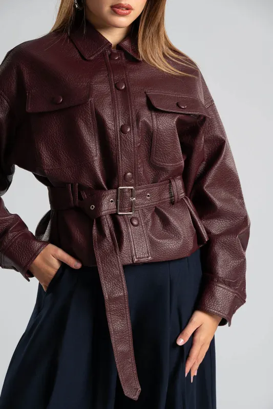 Leatherette Jacket Biker Buttons