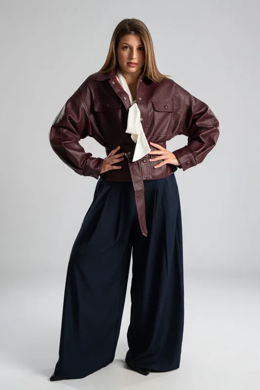 Leatherette Jacket Biker Buttons