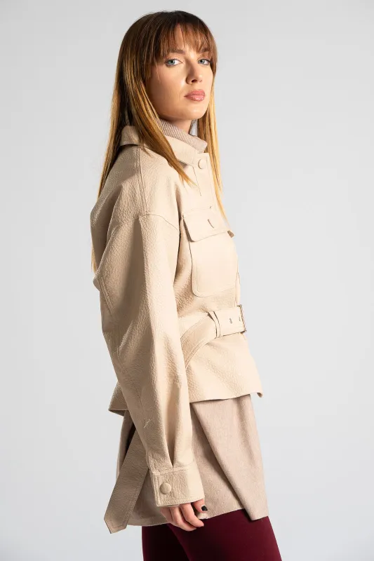 Leatherette Jacket Biker Buttons