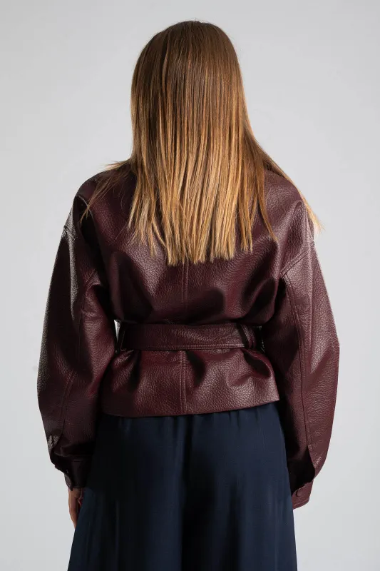Leatherette Jacket Biker Buttons