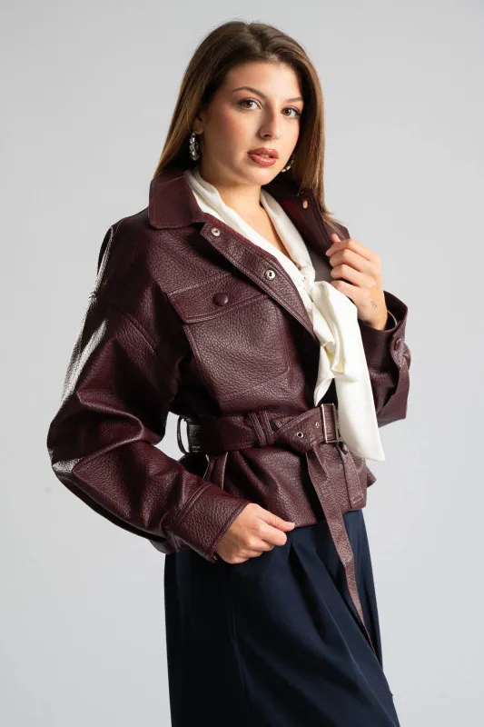 Leatherette Jacket Biker Buttons