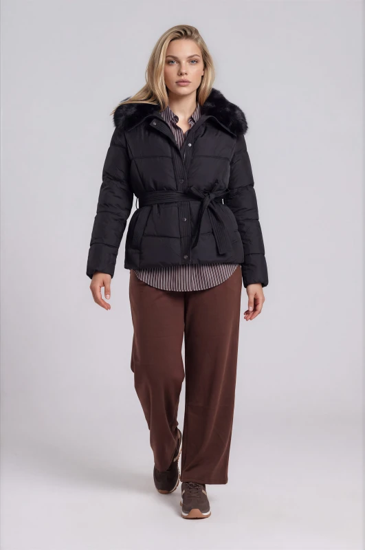 Jacket Fur Collar And Belt