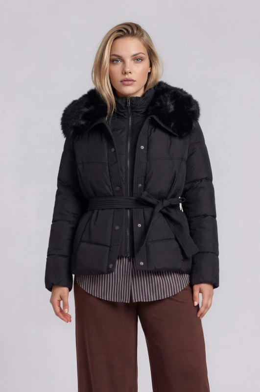 Jacket Fur Collar And Belt