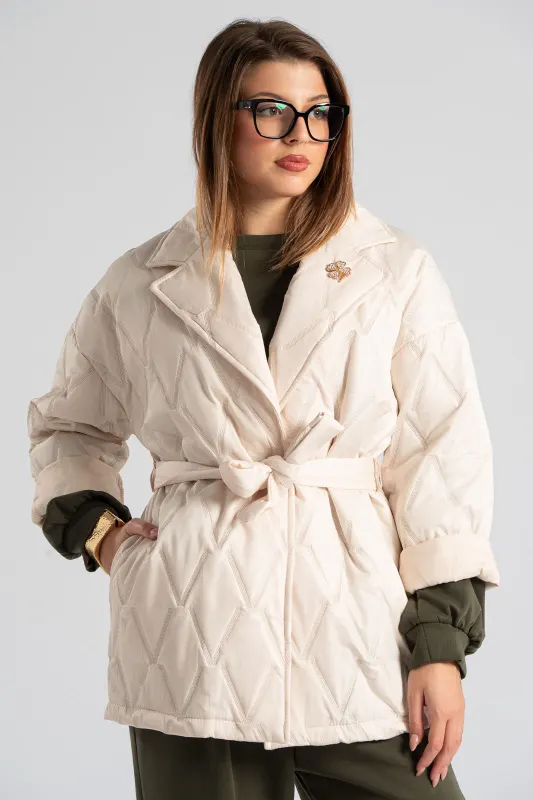 Μπουφάν Καπιτονέ Καρφίτσα Ζώνη