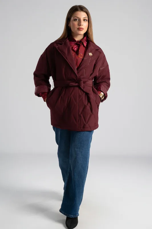 Μπουφάν Καπιτονέ Καρφίτσα Ζώνη