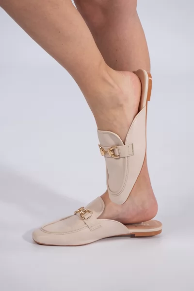 Mules Buckle Cream