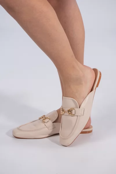 Mules Buckle Cream