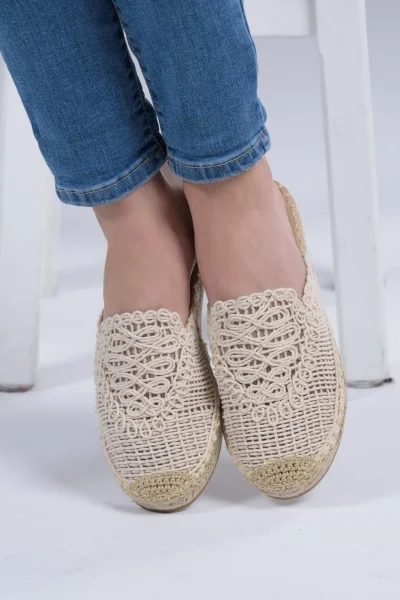 Mules Εσπαντρίγια Πλεχτά Cream