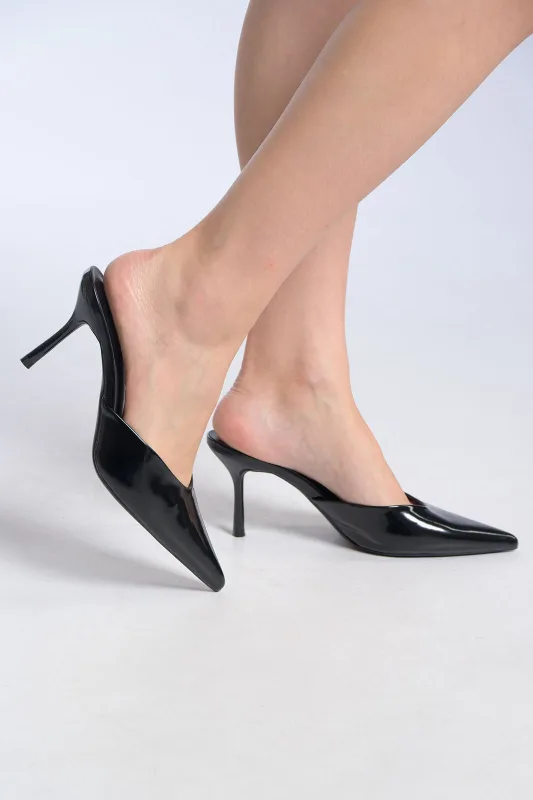 Patent Leather Mules Thin Heel