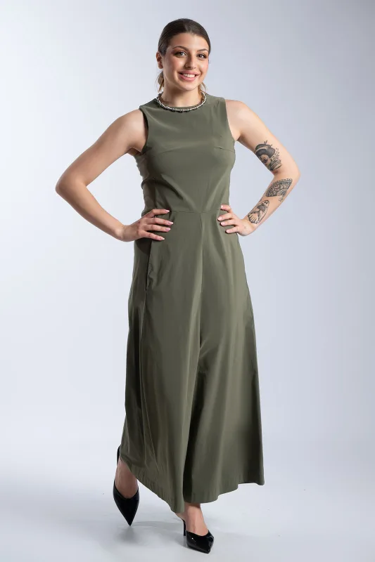 Solid-Color Sleeveless One-Piece Jumpsuit 