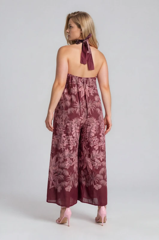Full-Length Halter-Neck Print Jumpsuit 