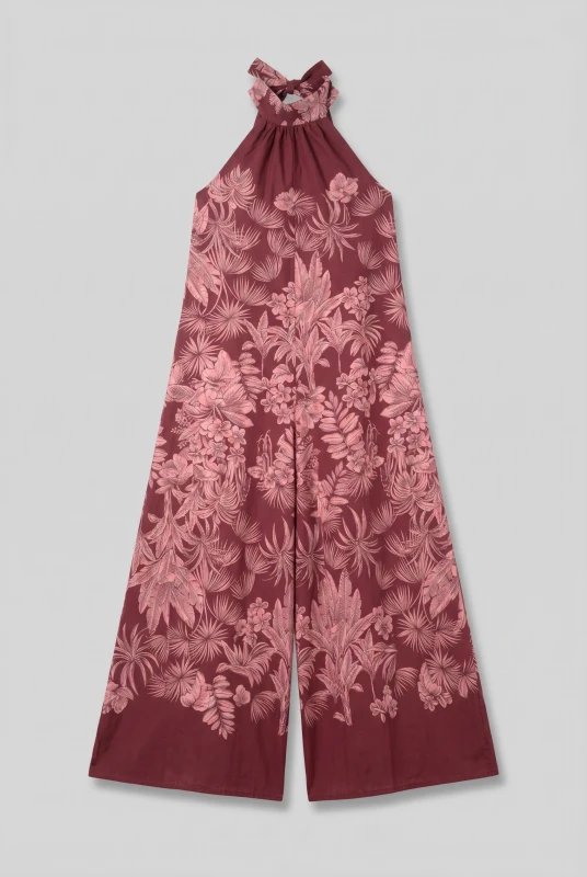 Full-Length Halter-Neck Print Jumpsuit 