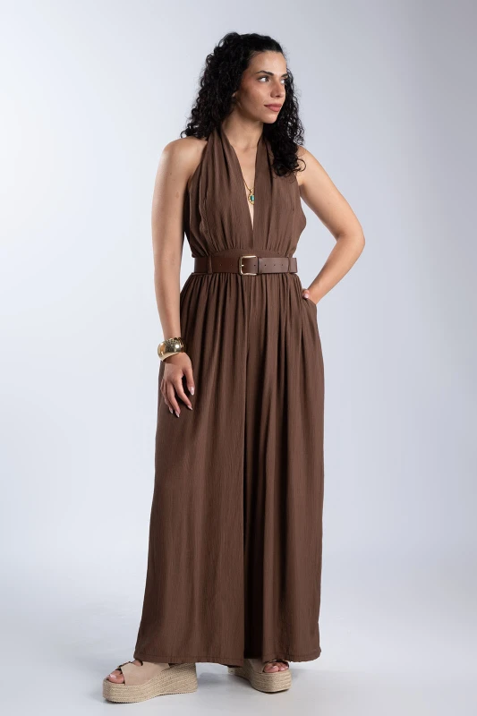 Ολόσωμη Φόρμα Halter Λαιμόκοψη Ζώνη