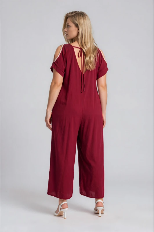 Jumpsuit Solid-Color Short-Sleeved