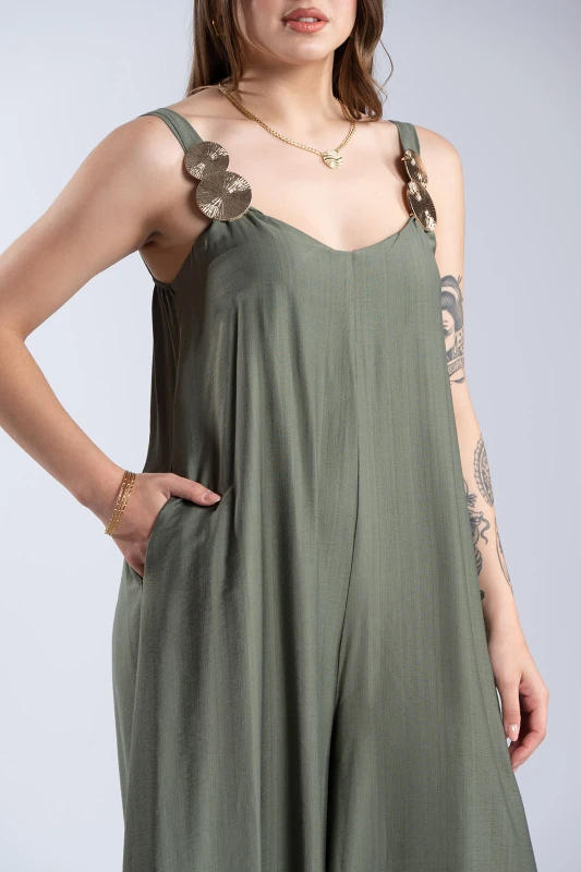 Jumpsuit with Metallic Detail 
