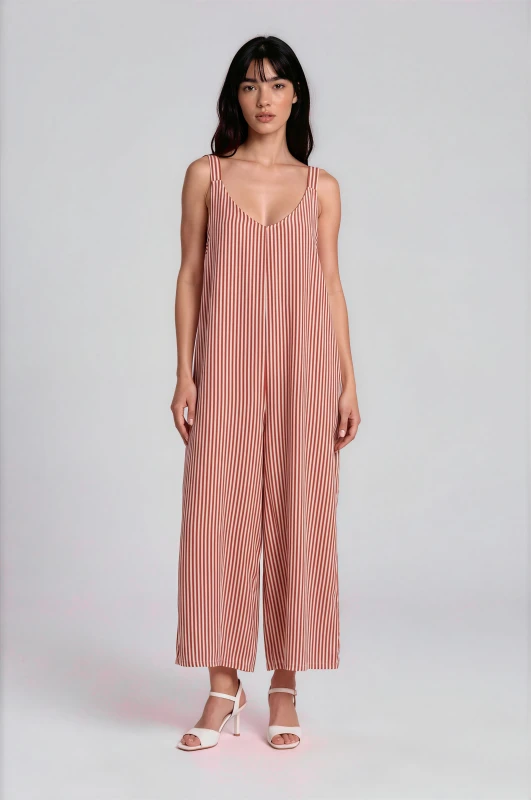 Jumpsuit Striped Strap 