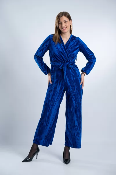 Ολόσωμη Φόρμα Velvet Ζώνη Μπλε