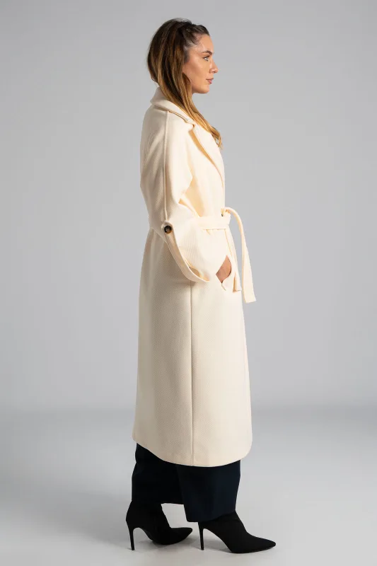 Παλτό Ανάγλυφη Υφή Ζώνη