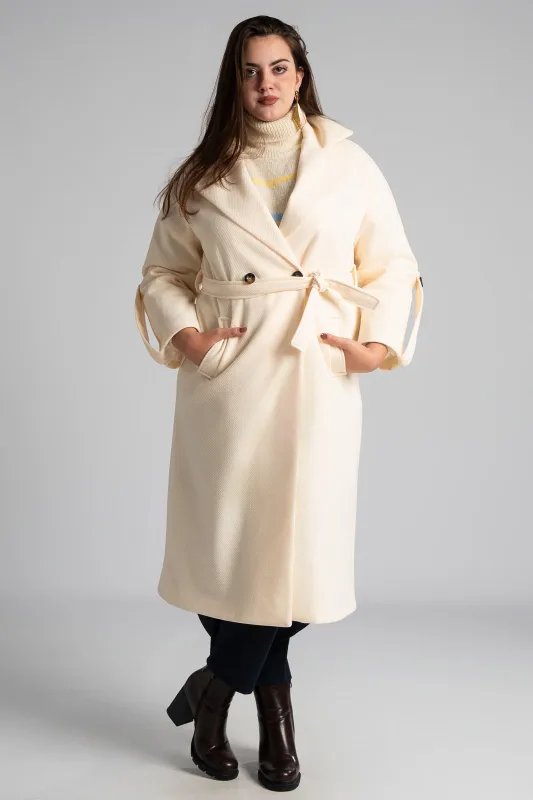 Παλτό Ανάγλυφη Υφή Ζώνη