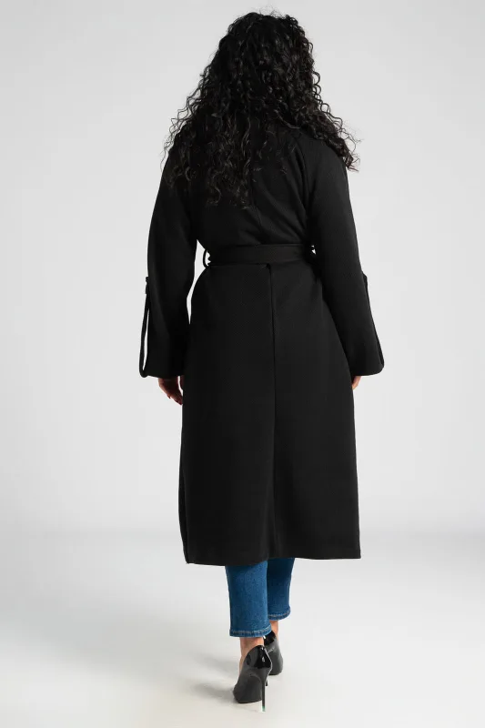 Παλτό Ανάγλυφη Υφή Ζώνη