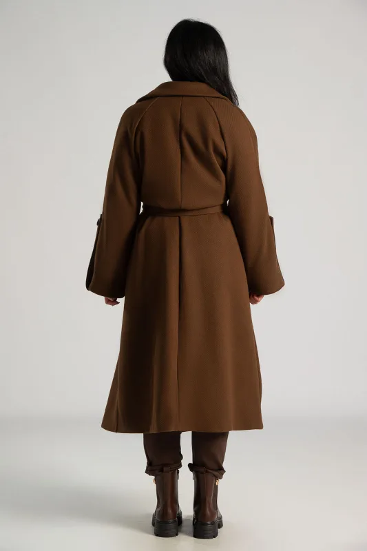 Παλτό Ανάγλυφη Υφή Ζώνη