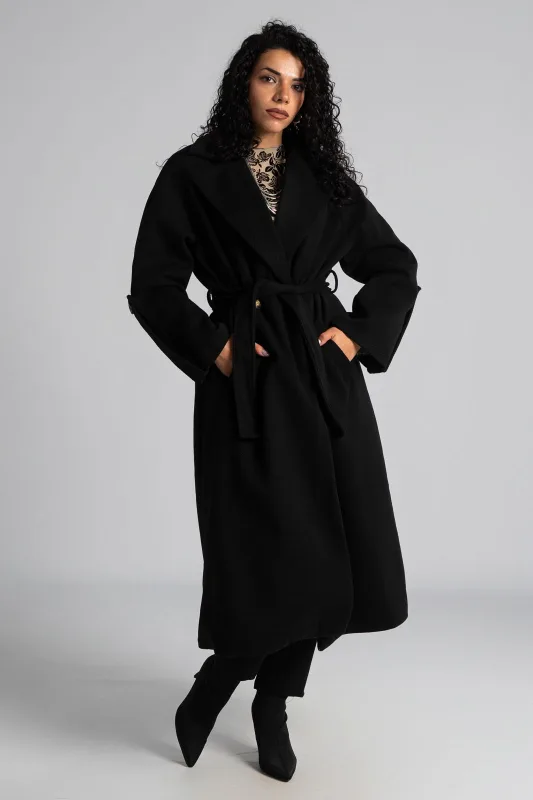 Παλτό Ανάγλυφη Υφή Ζώνη