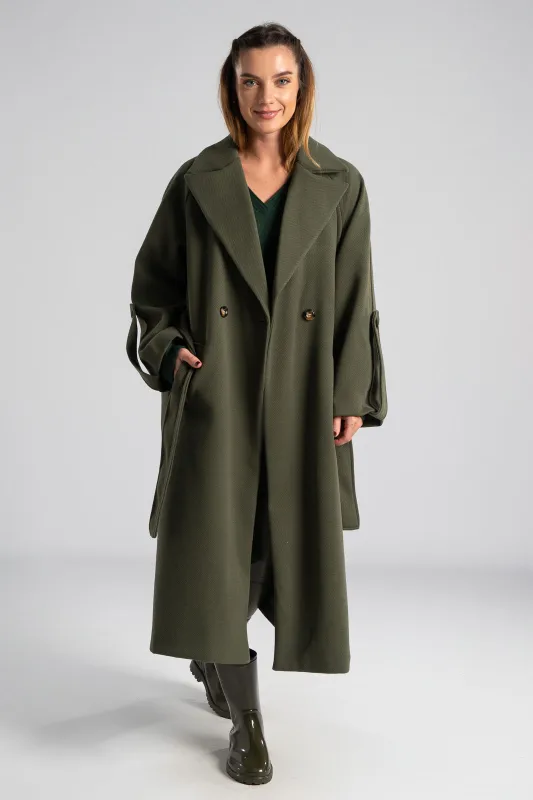 Παλτό Ανάγλυφη Υφή Ζώνη