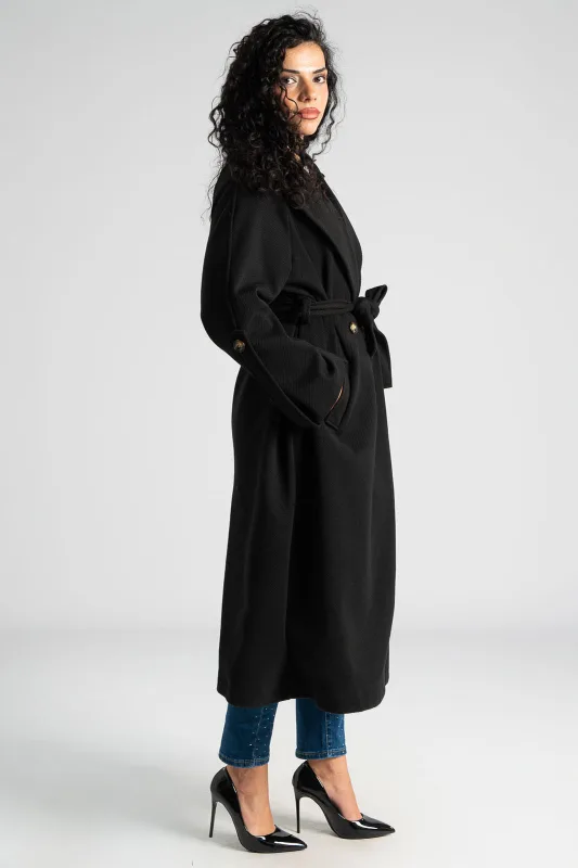 Παλτό Ανάγλυφη Υφή Ζώνη