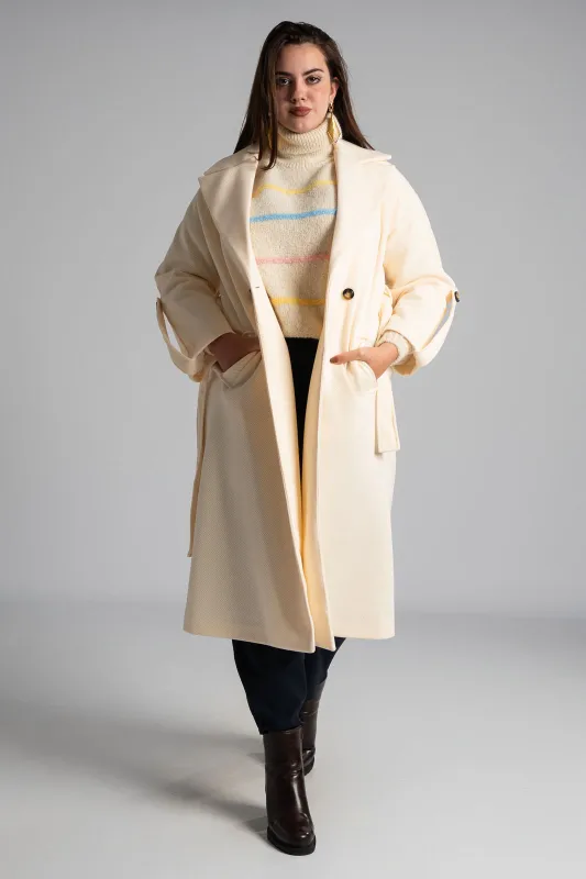 Παλτό Ανάγλυφη Υφή Ζώνη