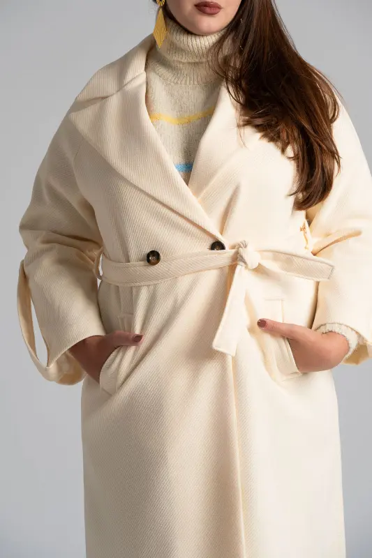 Παλτό Ανάγλυφη Υφή Ζώνη