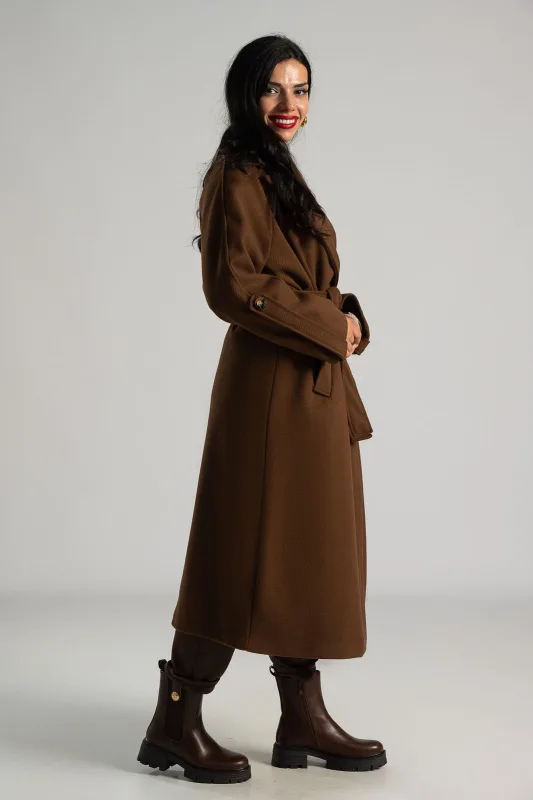 Παλτό Ανάγλυφη Υφή Ζώνη