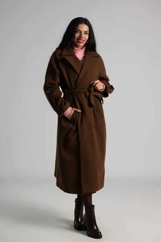 Παλτό Ανάγλυφη Υφή Ζώνη