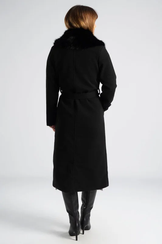 Παλτό Ανάγλυφο Σχέδιο Γούνινος Γιακάς